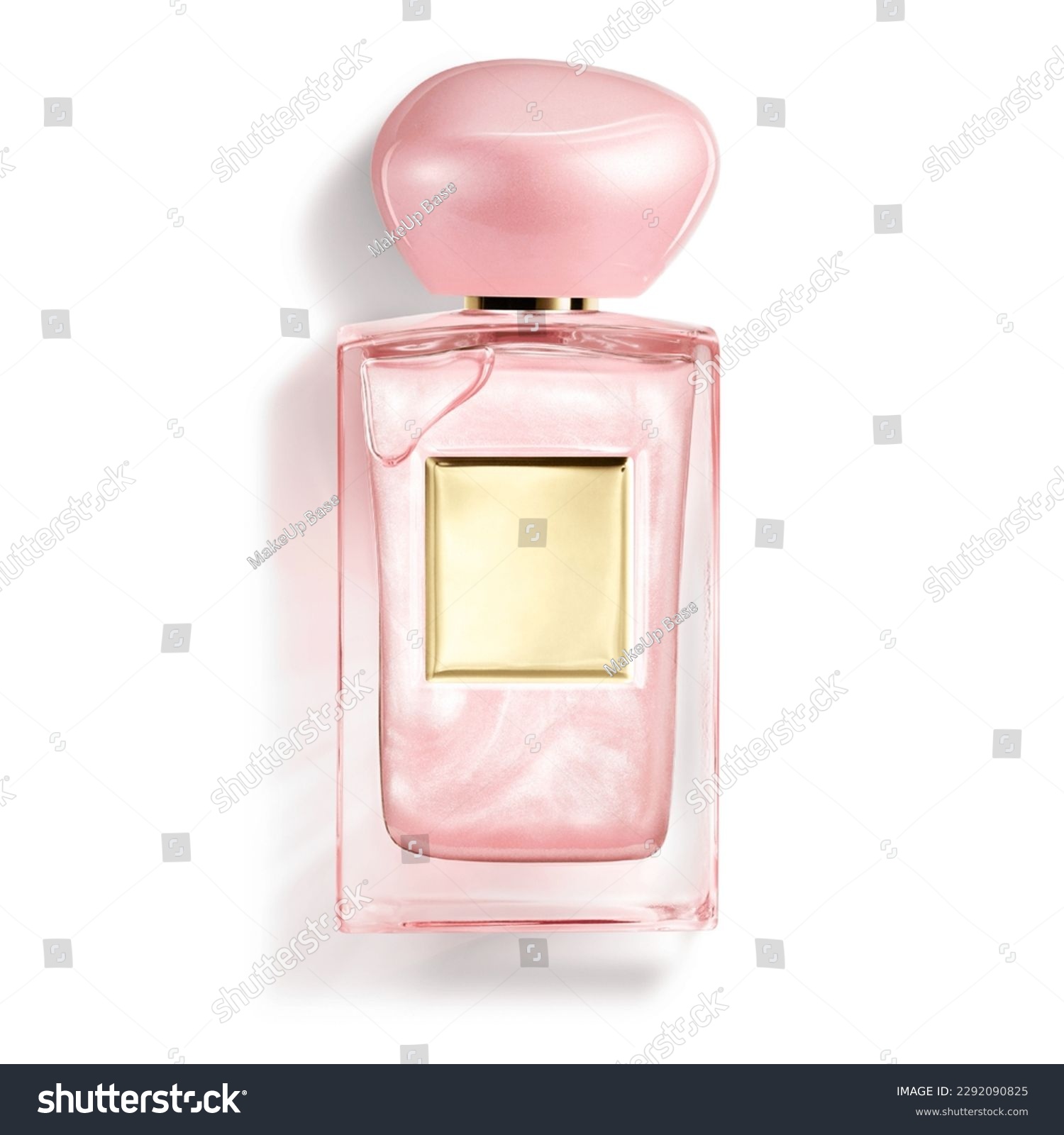 Pink Bottle of Perfume. Women's Eau De Parfum in Beautiful Glass Bottle Isolated on White. Modern Luxury Parfum De Toilette. Fragrance for Women. Perfume Spray #2292090825