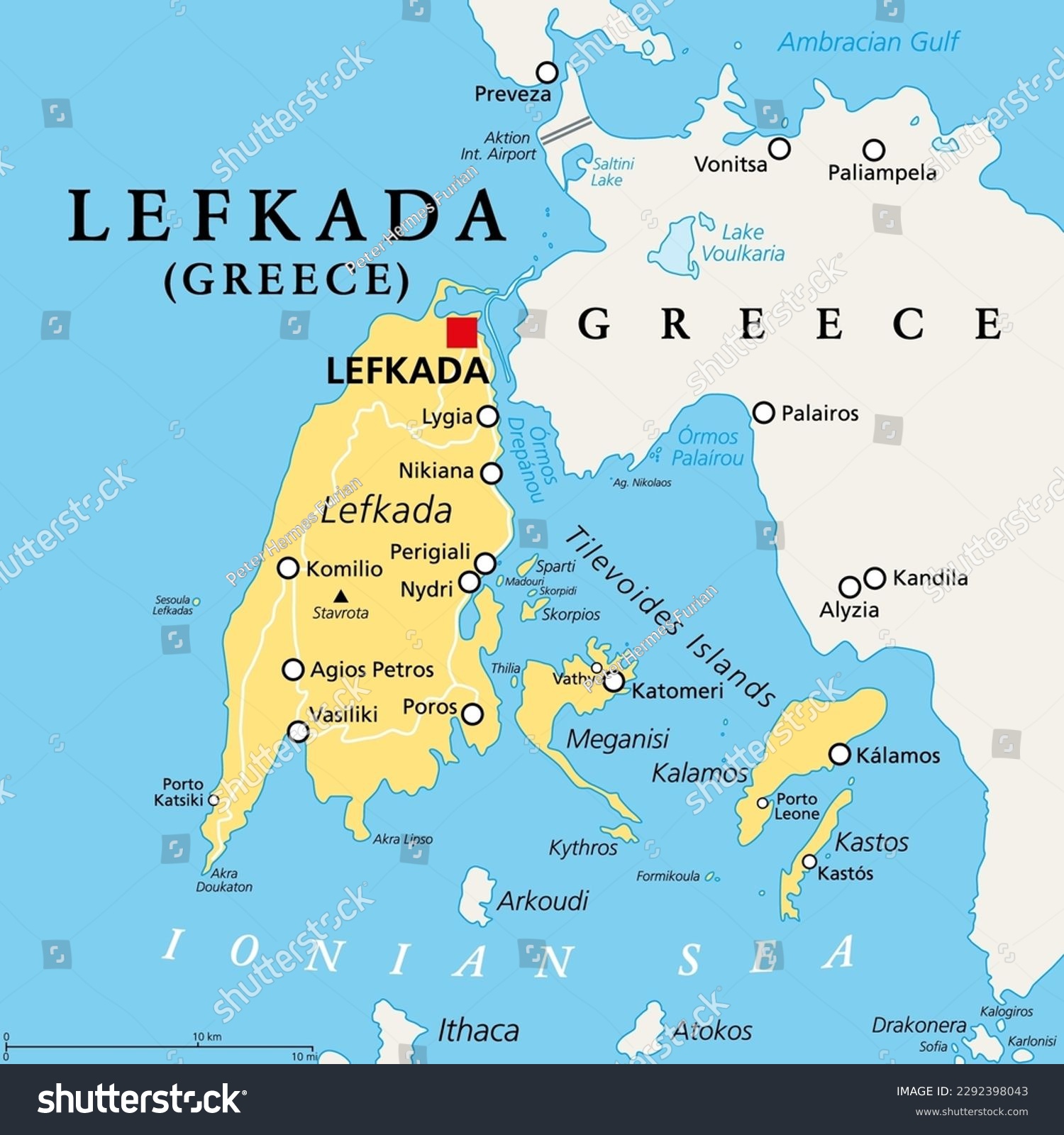 Lefkada, Regional Unit, Political Map. Part Of - Royalty Free Stock 