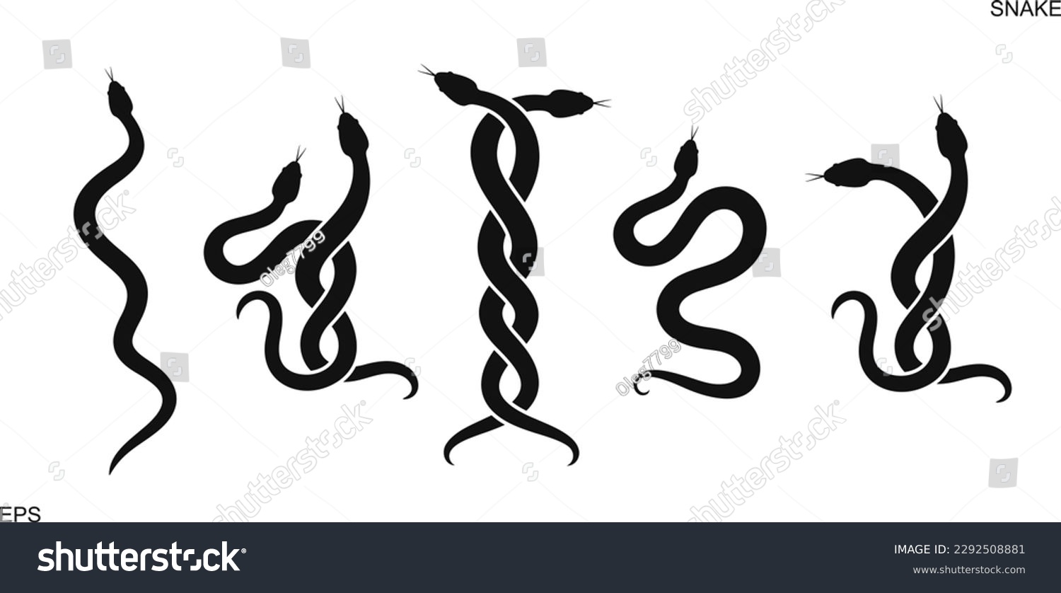 Snake Silhouette Set. Isolated Snake Silhouette - Royalty Free Stock 