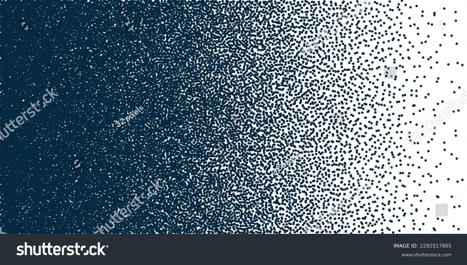 Stipple pattern, dotted geometric background. Stippling, dotwork drawing, shading using dots. Pixel disintegration, random halftone effect. White noise grainy texture. Vector illustration #2292517865