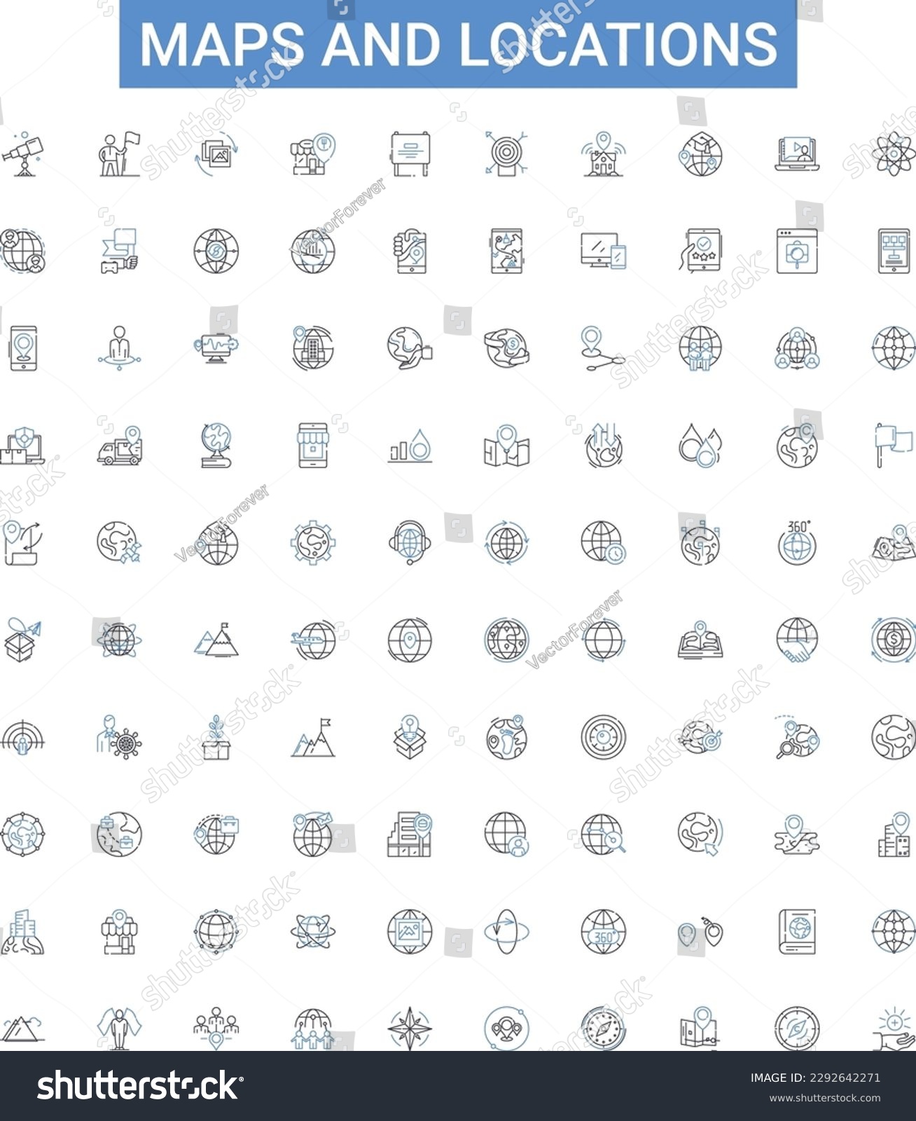 Maps and locations outline icons collection. - Royalty Free Stock ...