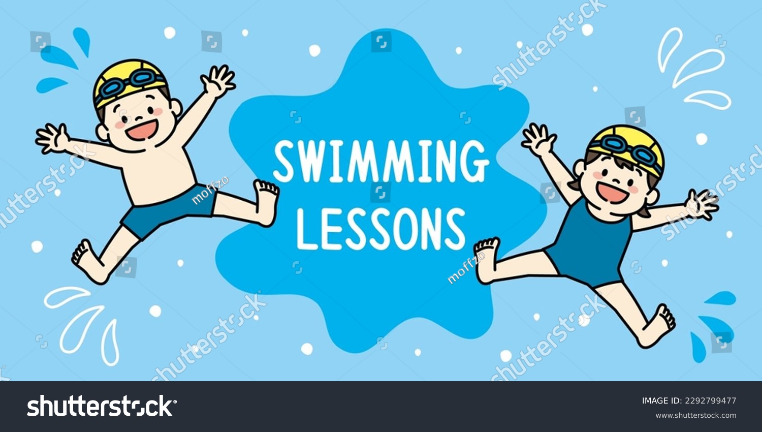 Web Banner Illustration of Swimming Lessons for Kids #2292799477