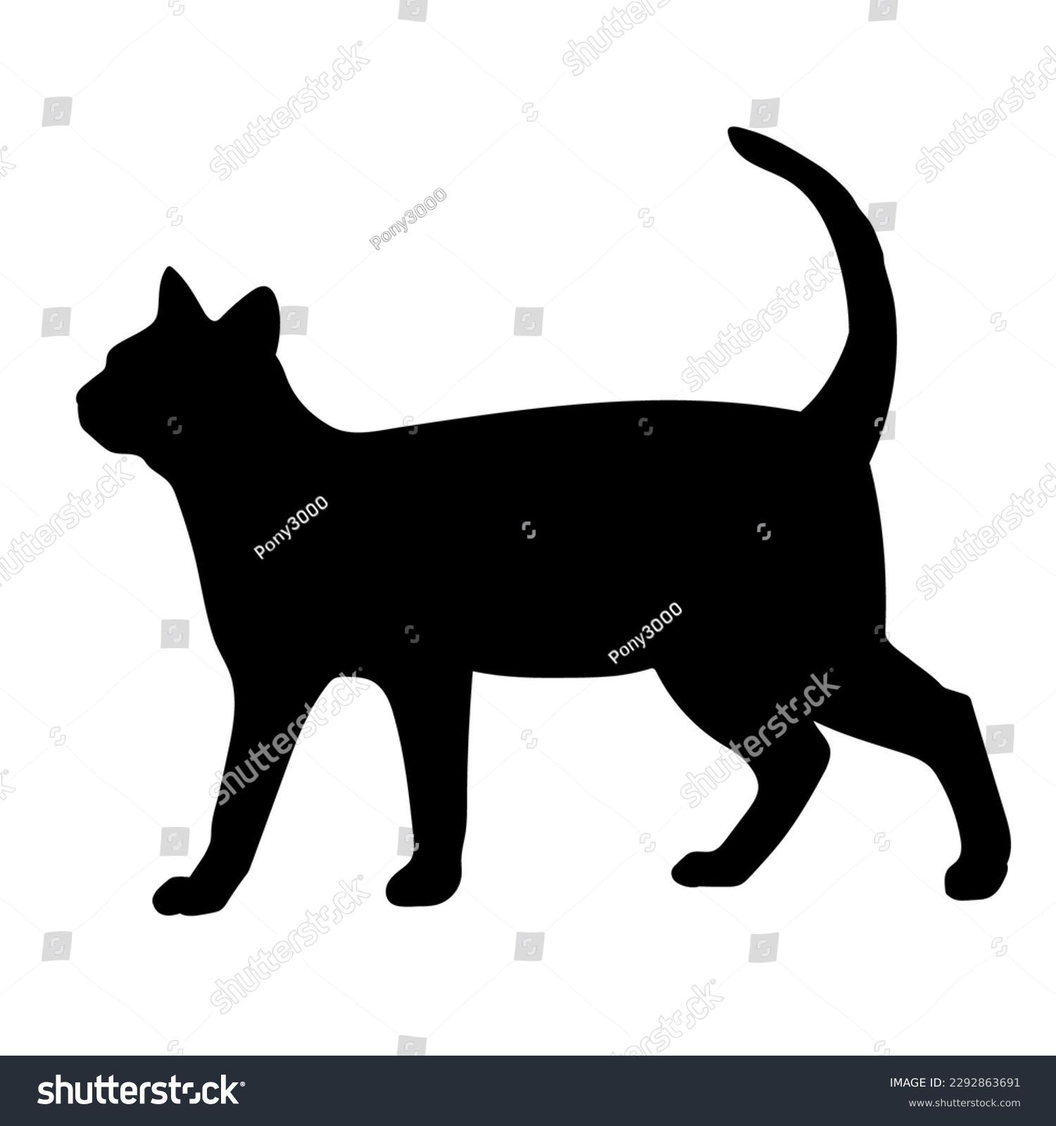 cat silhouette, vector, cat walking, sneaking - Royalty Free Stock ...