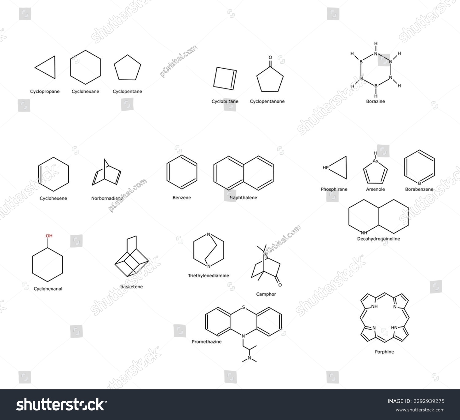 Cyclic Compounds Chemical Structure Aromatic Royalty Free Stock Vector 2292939275