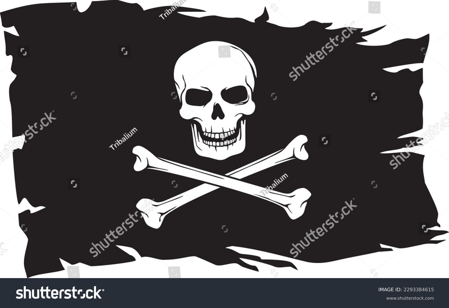 Pirate flag with skull and cross bones (Jolly Roger). Vector illustration. #2293384615
