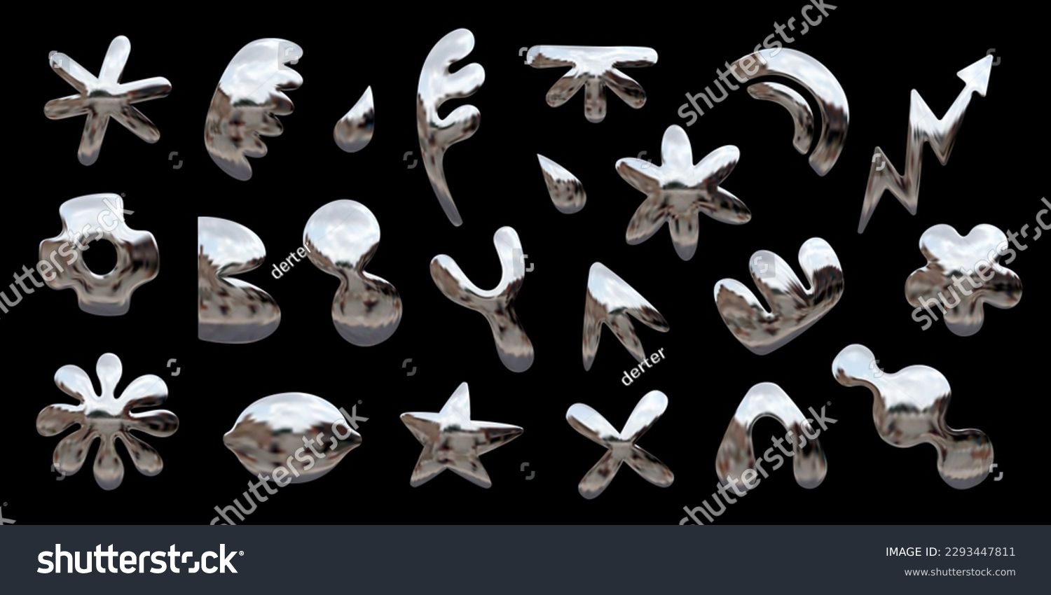 Set Of Y2K Themed Chrome 3D Objects, Vector - Royalty Free Stock Vector ...