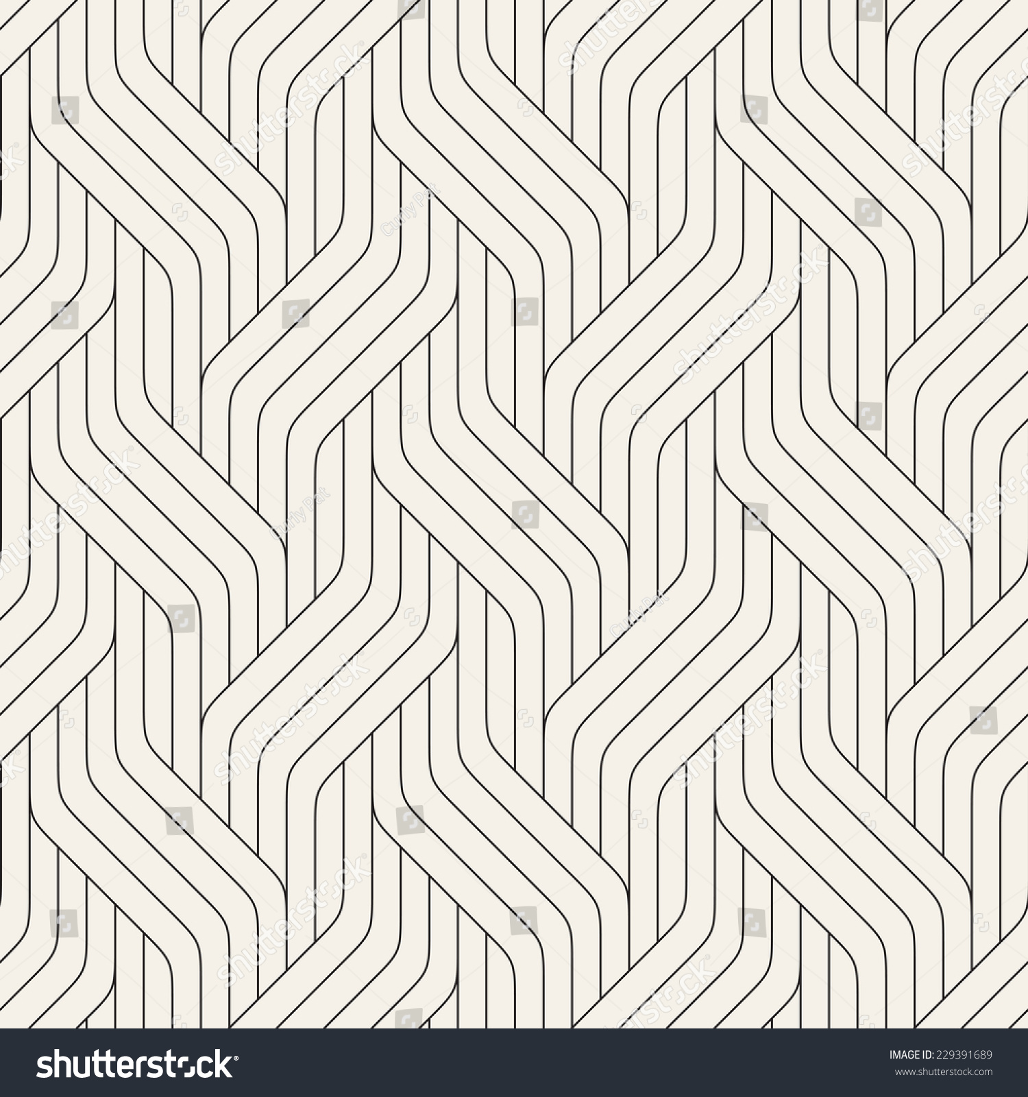 Vector seamless pattern. Modern stylish texture. Geometric striped ornament. Monochrome linear braids #229391689