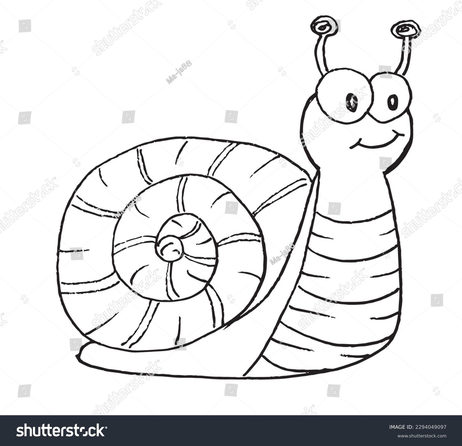 Snail outline illustration vector image. Hand - Royalty Free Stock ...