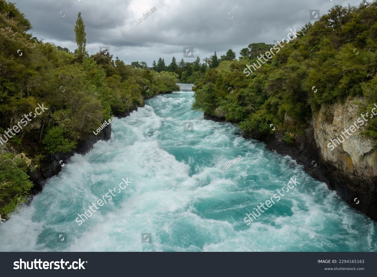 Huka Falls, a set of waterfalls on the Waikato River, which drains Lake Taupo in the North Island of New Zealand #2294165163