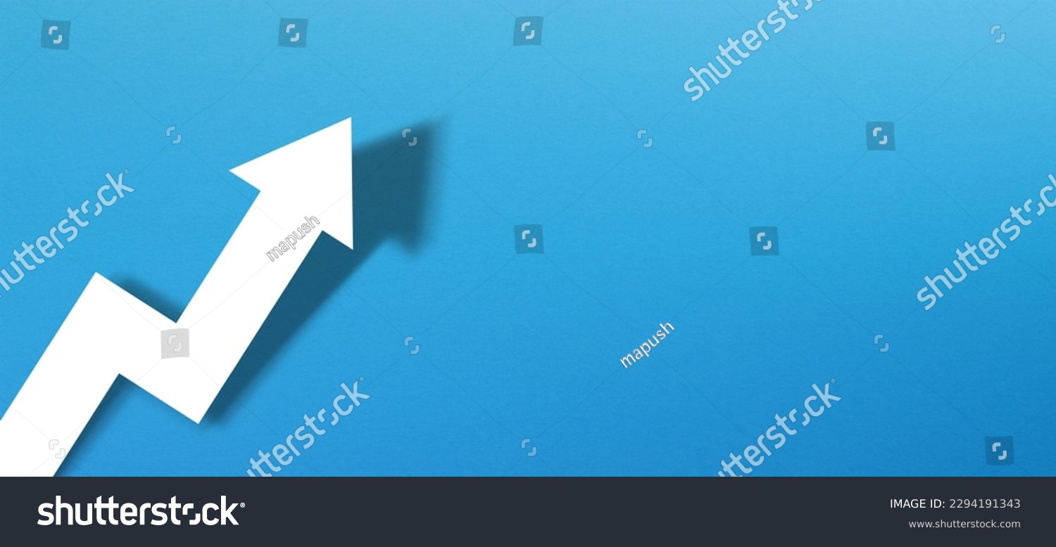 Business development and growth concept with white paper arrow on blue background #2294191343