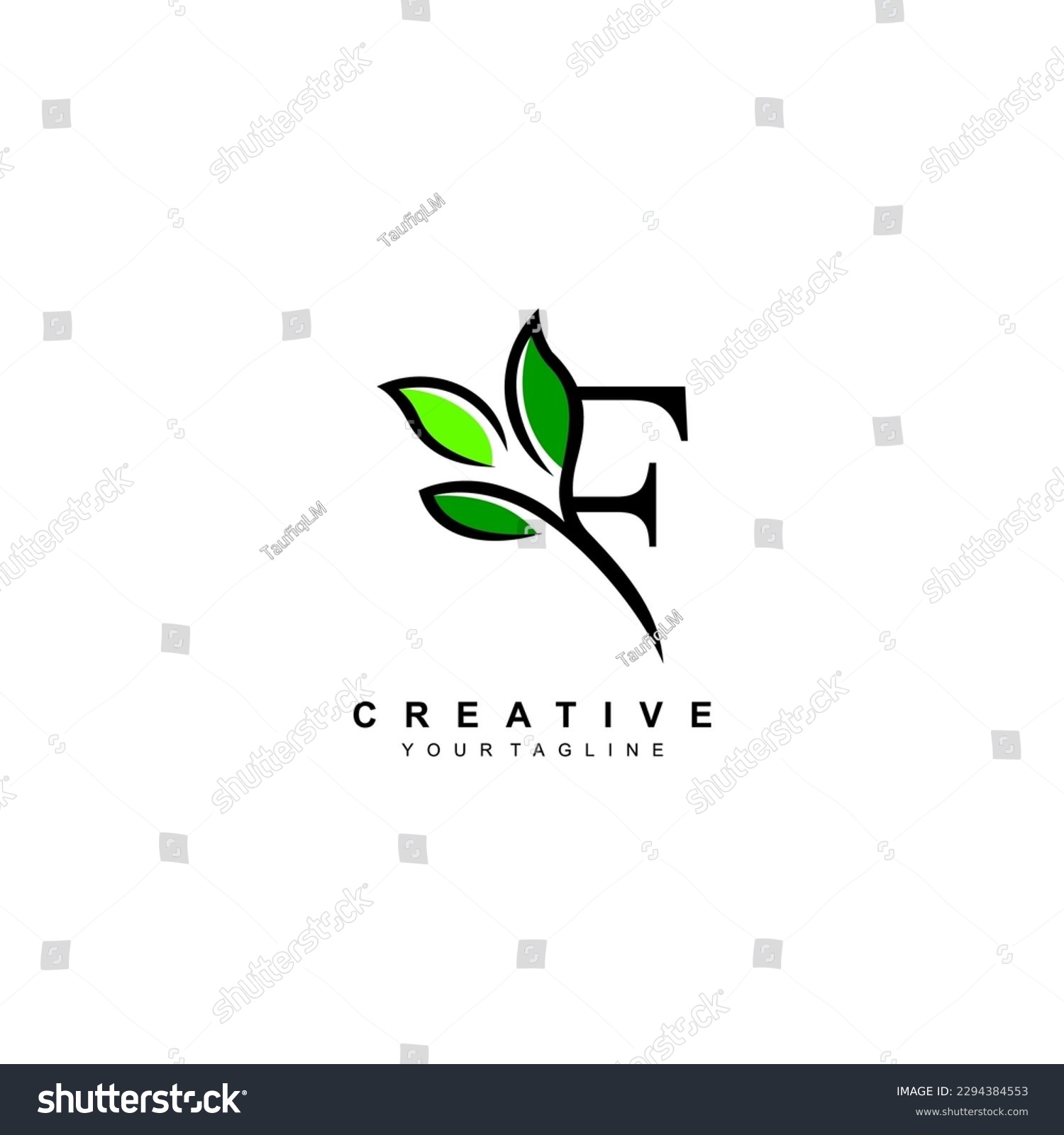 Nature theme letter F logo design with leaves - Royalty Free Stock ...