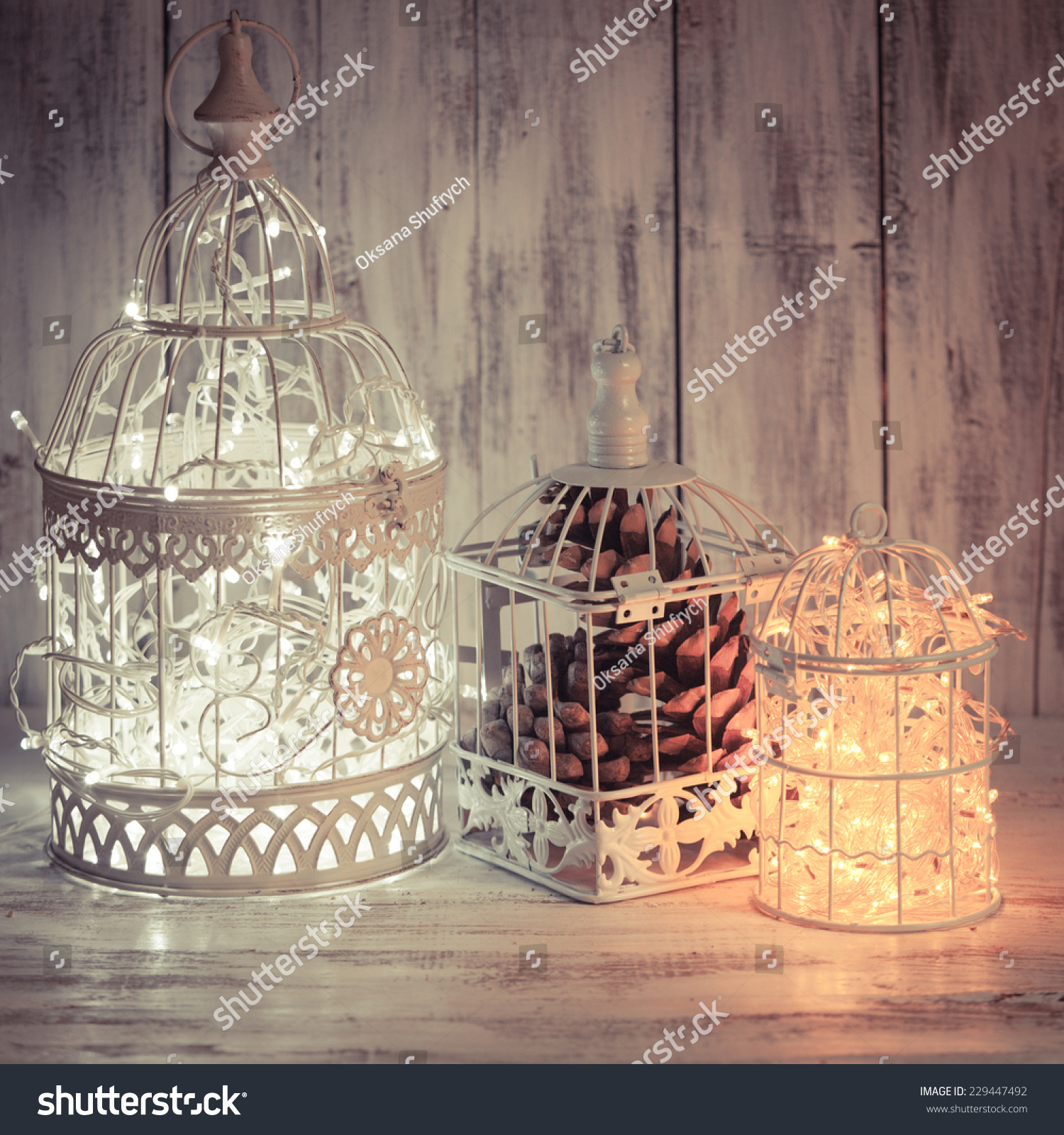 Christmas Light Decoration In A White Stock Photo 229447492