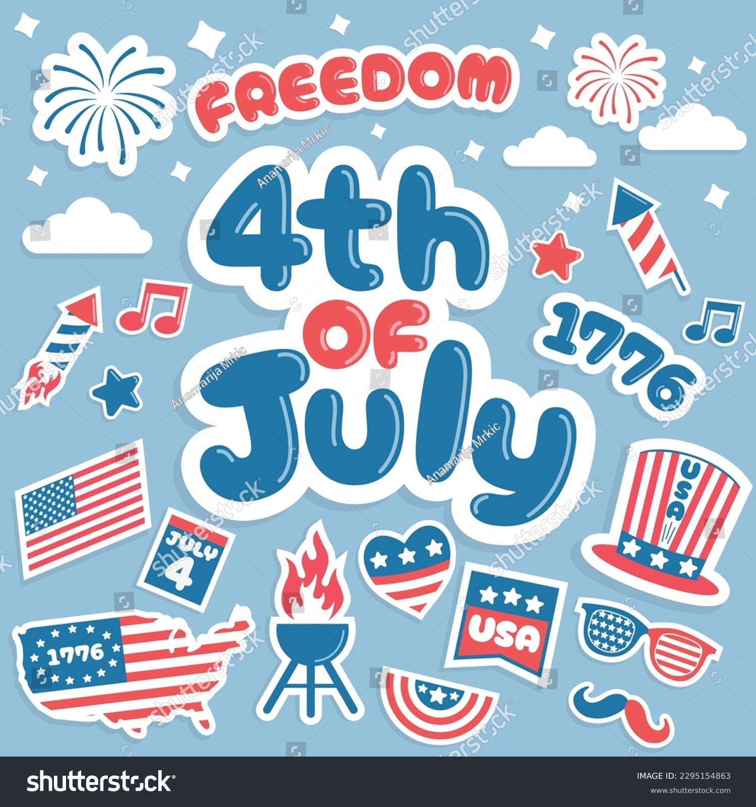4th of july stickers instagram
