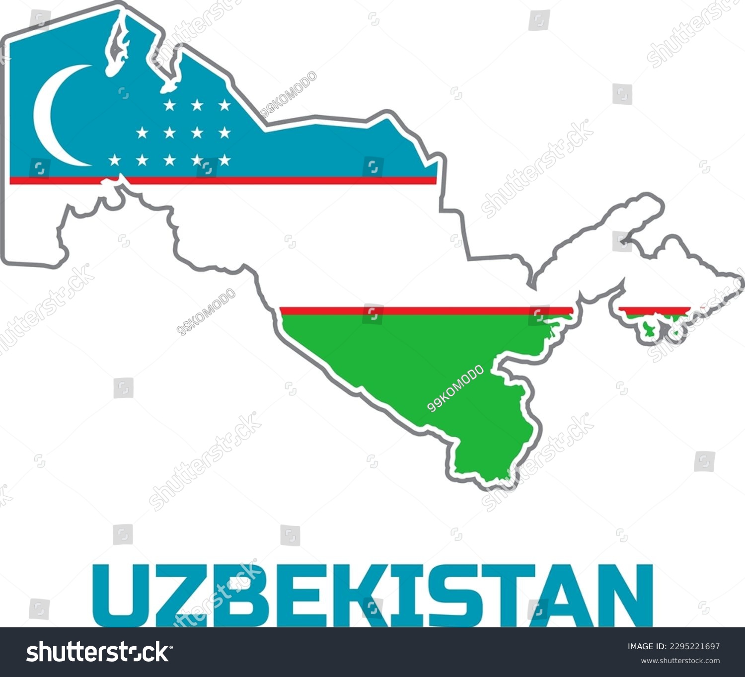 Country Map Of Uzbekistan In Colors Of The - Royalty Free Stock Vector 