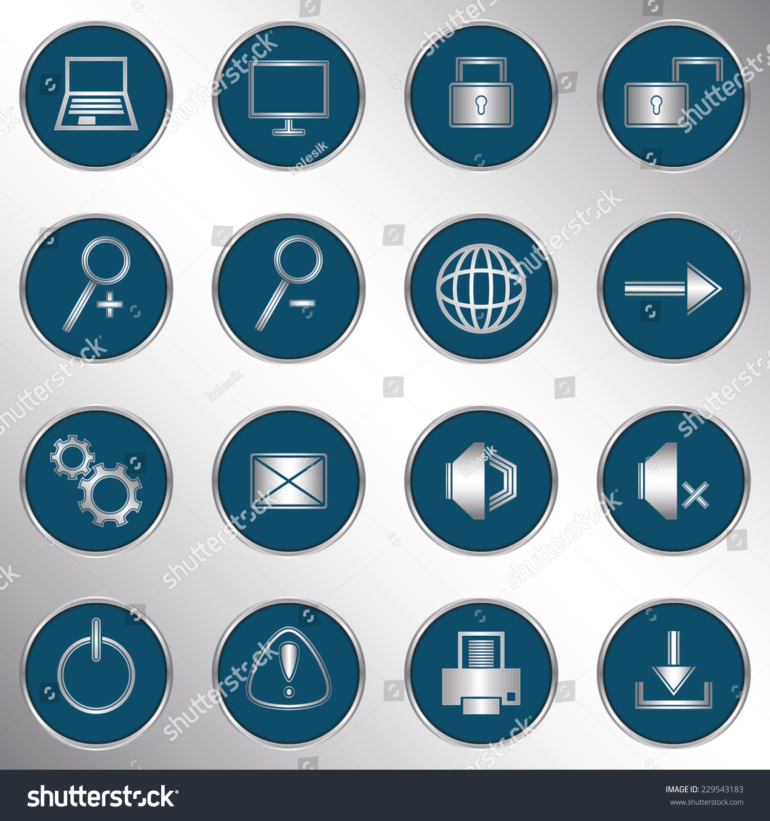 Computer icons. Vector buttons - Royalty Free Stock Vector 229543183 ...