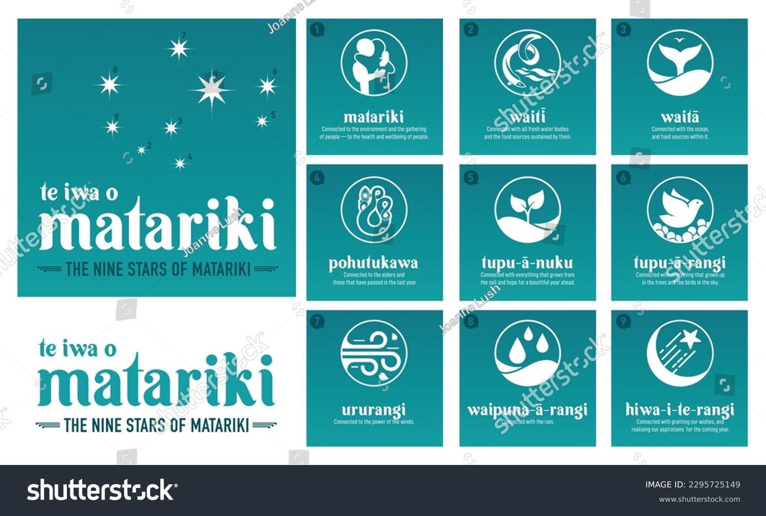 NZ Matariki nine stars Maori new year - Royalty Free Stock Vector ...