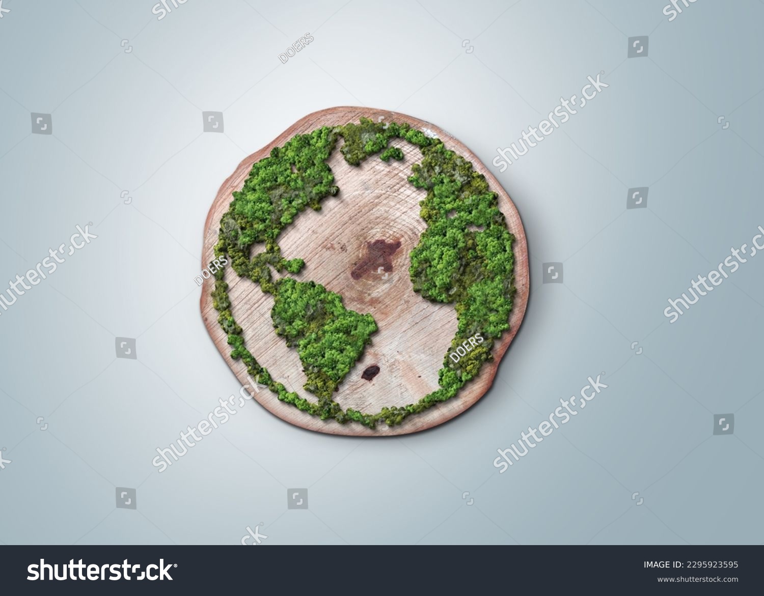 World environment day 2023 3d concept background. Ecology concept. Design with globe map drawing and leaves isolated on white background. Better Environment, Better Tomorrow. #2295923595