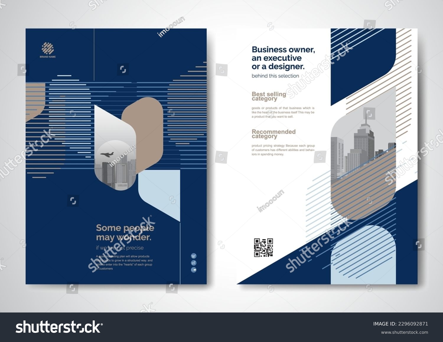 Template vector design for Brochure, AnnualReport, Magazine, Poster, Corporate Presentation, Portfolio, Flyer, infographic, layout modern with blue color size A4, Front and back, Easy to use and edit. #2296092871