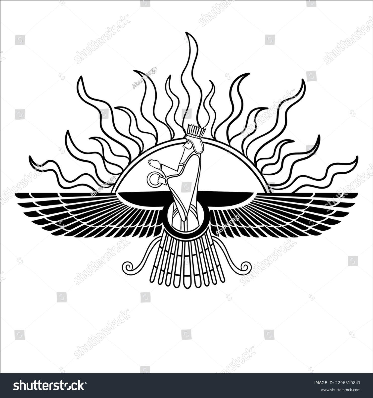 Ahura Mazda Zoroastrian benevolent God Of Truth, - Royalty Free Stock ...