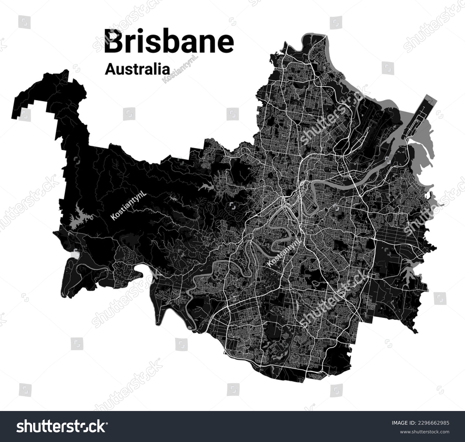 Brisbane map. Detailed vector map of Brisbane - Royalty Free Stock ...