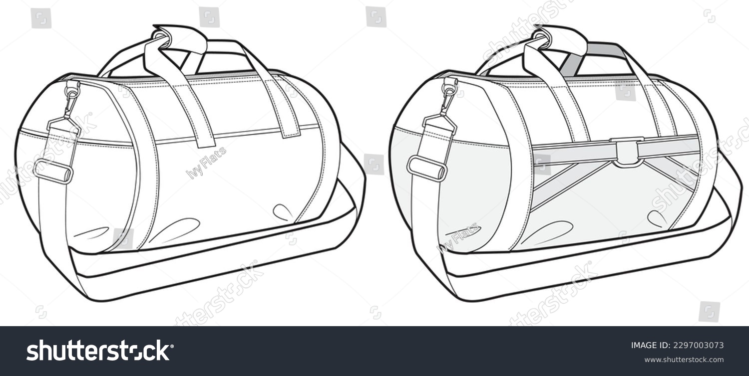 Set of Duffel bag flat sketch fashion - Royalty Free Stock Vector ...