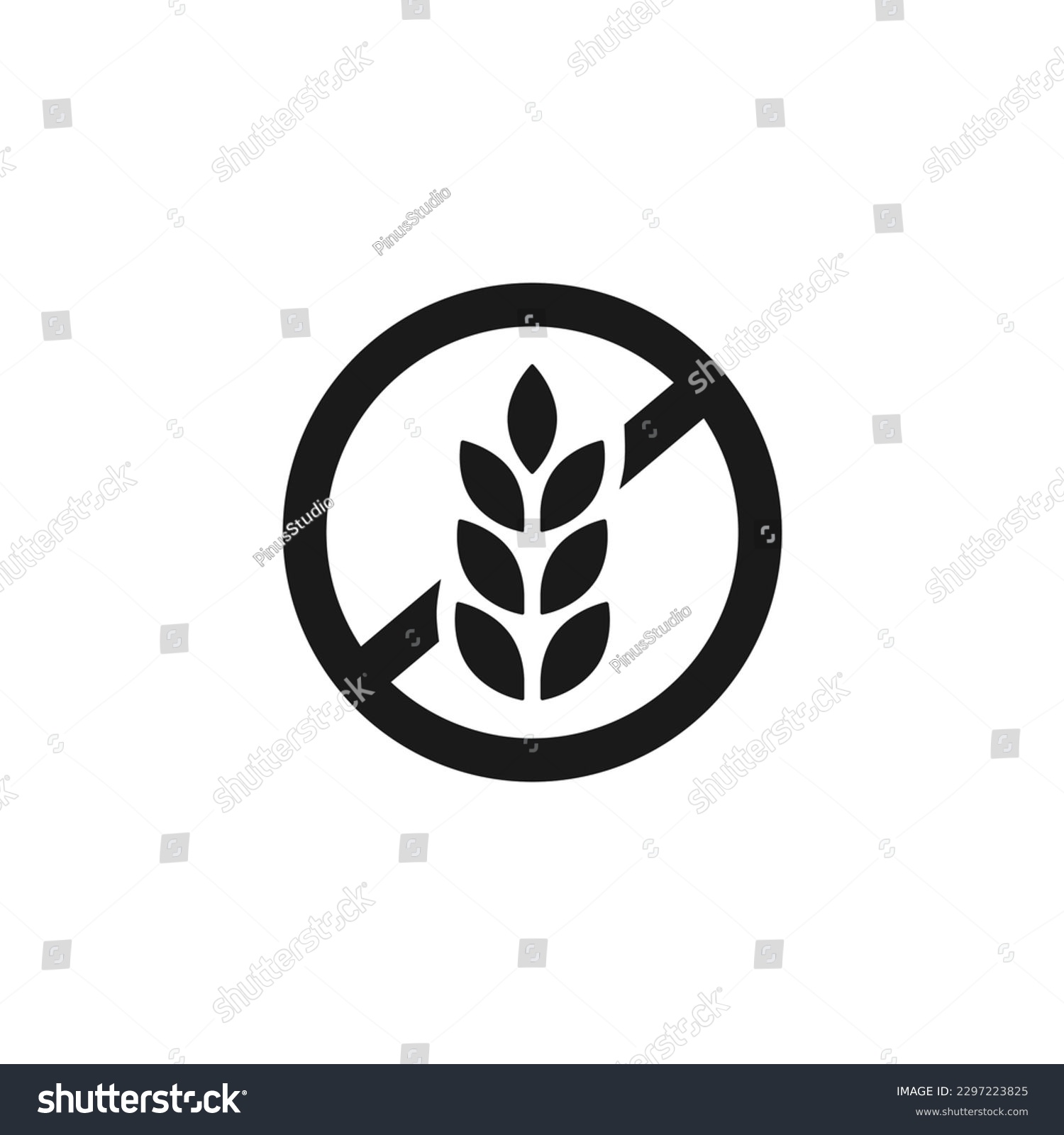 gluten free icon vector or gluten free sign vector isolated in flat style. Simple design of gluten free icons or seals for healthy diet products. Best Gluten free sign or stamp for diet products. #2297223825