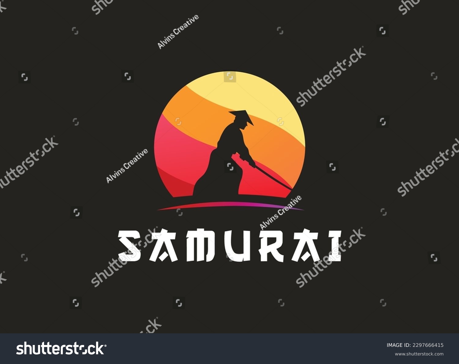 Samurai Ronin Logo Design Vector Template. - Royalty Free Stock Vector ...