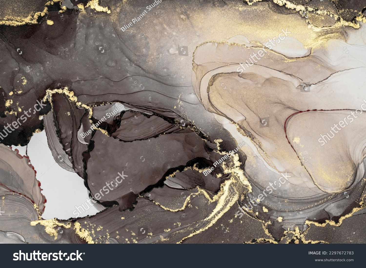 Original artwork photo of marble ink abstract art. High resolution photograph from exemplary original painting. Abstract painting was painted on HQ paper texture to create smooth marbling pattern. #2297672783