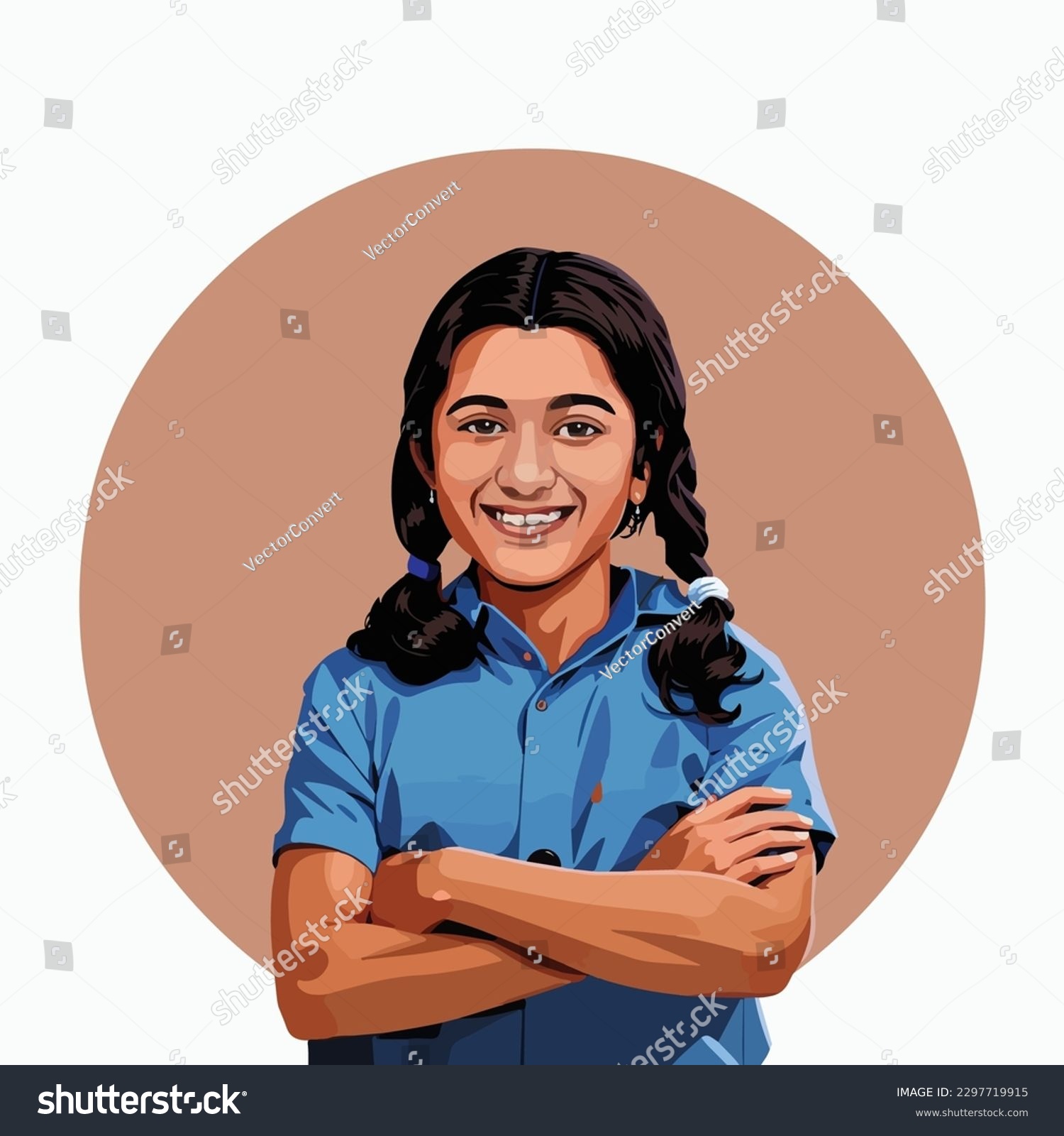 Cute Indian school girl in uniform vector - Royalty Free Stock Vector ...