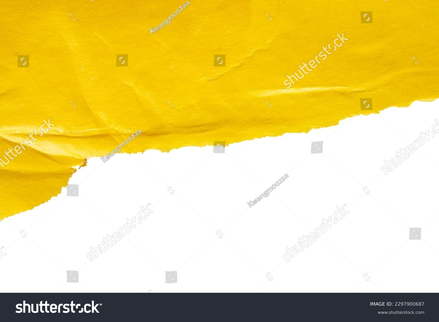 Yellow ripped paper torn edges strips isolated on white background #2297900687