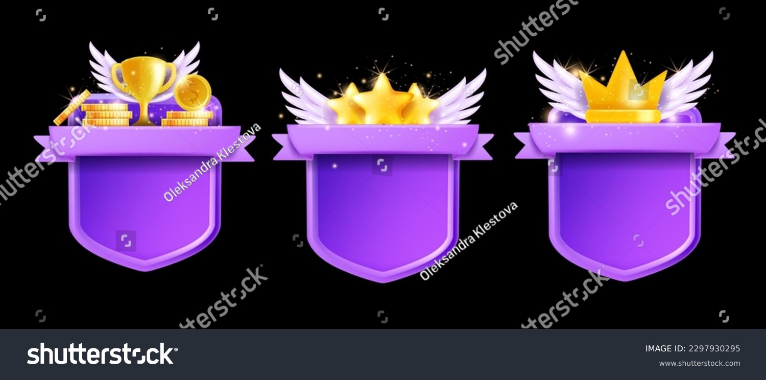 3d Game Frame Vector Ui Background Shield Royalty Free Stock Vector 2297930295 7712