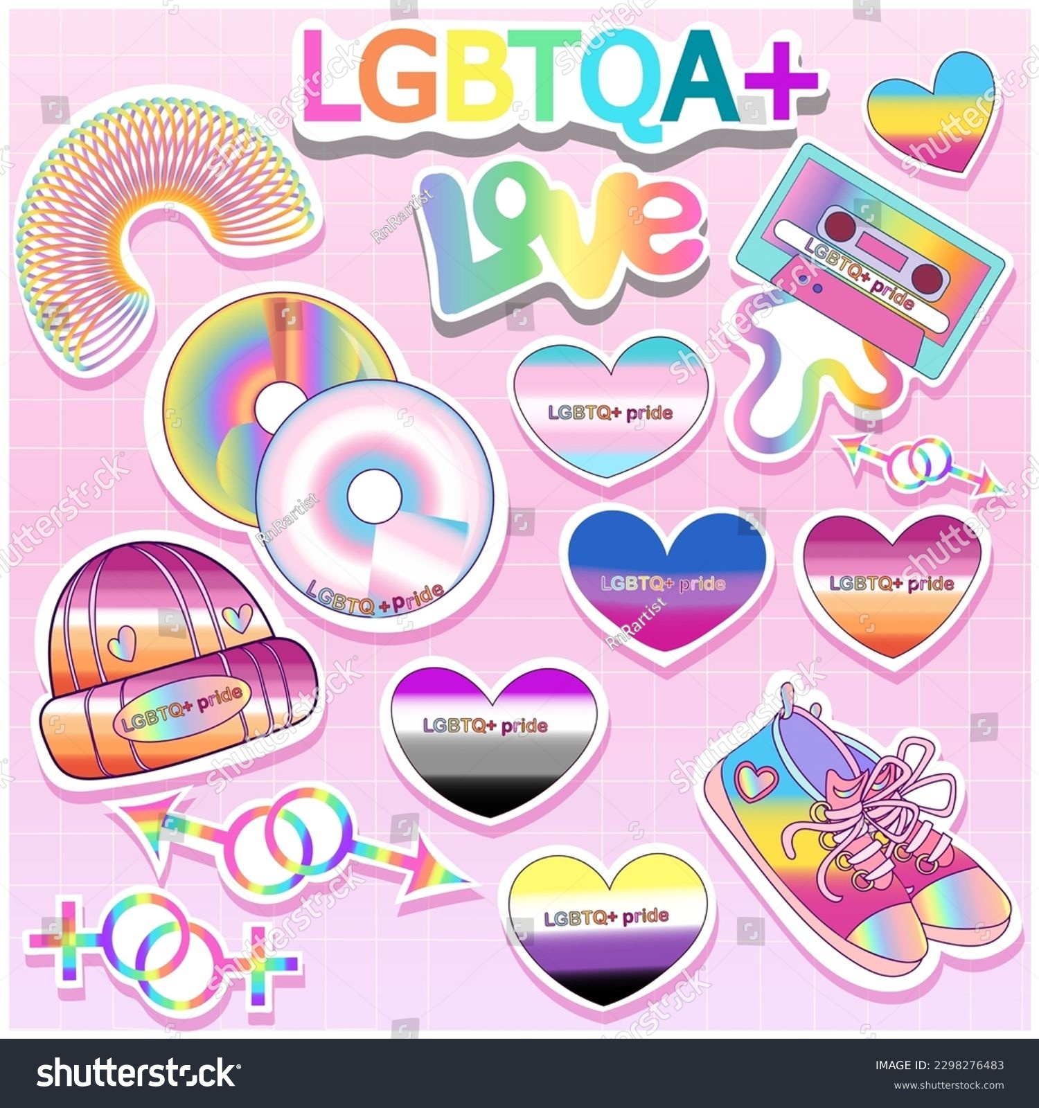 Vector set of LGBTQ community symbols with pride - Royalty Free Stock ...