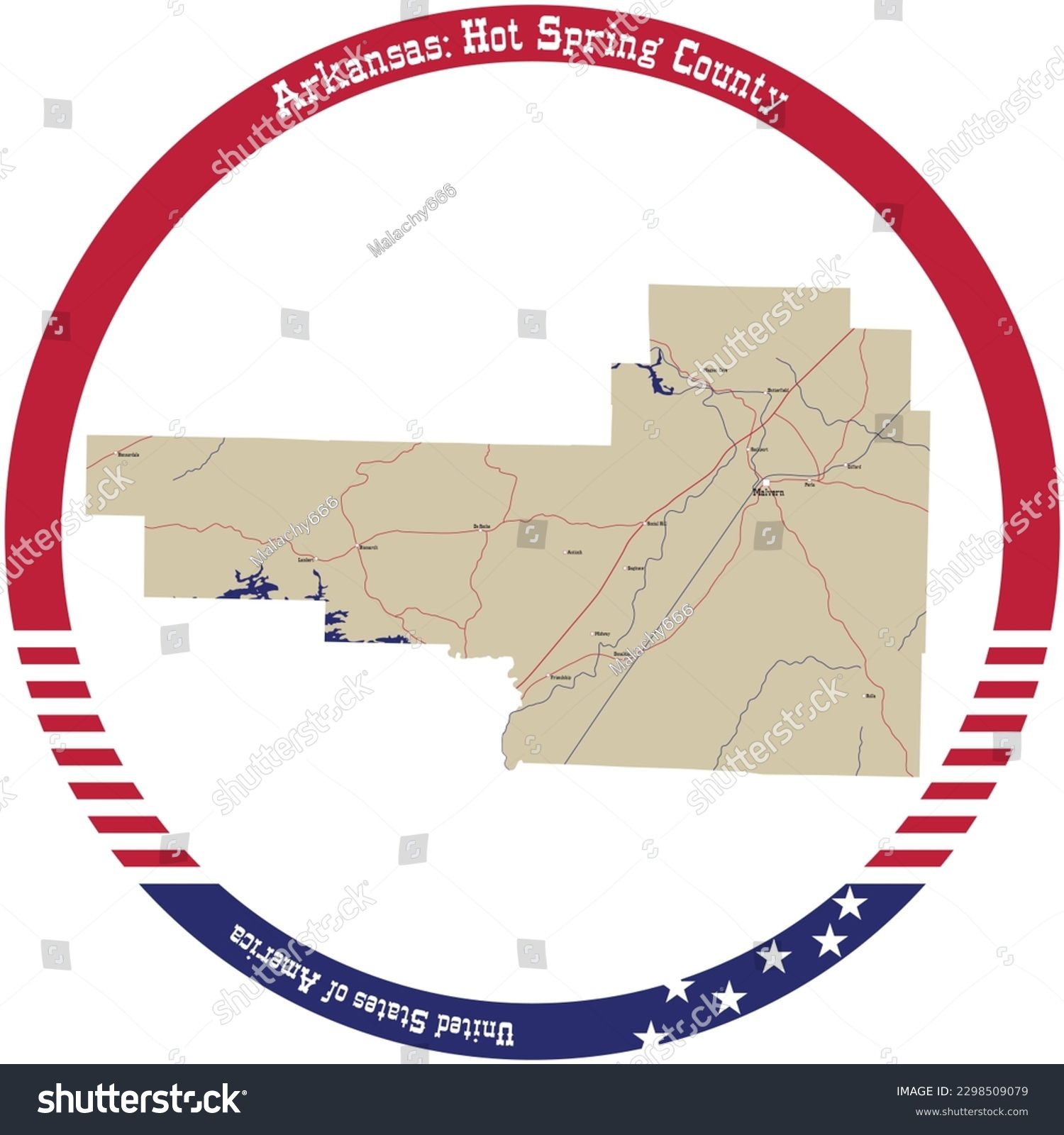 Map Of Hot Springs County In Arkansas, Usa - Royalty Free Stock Vector 