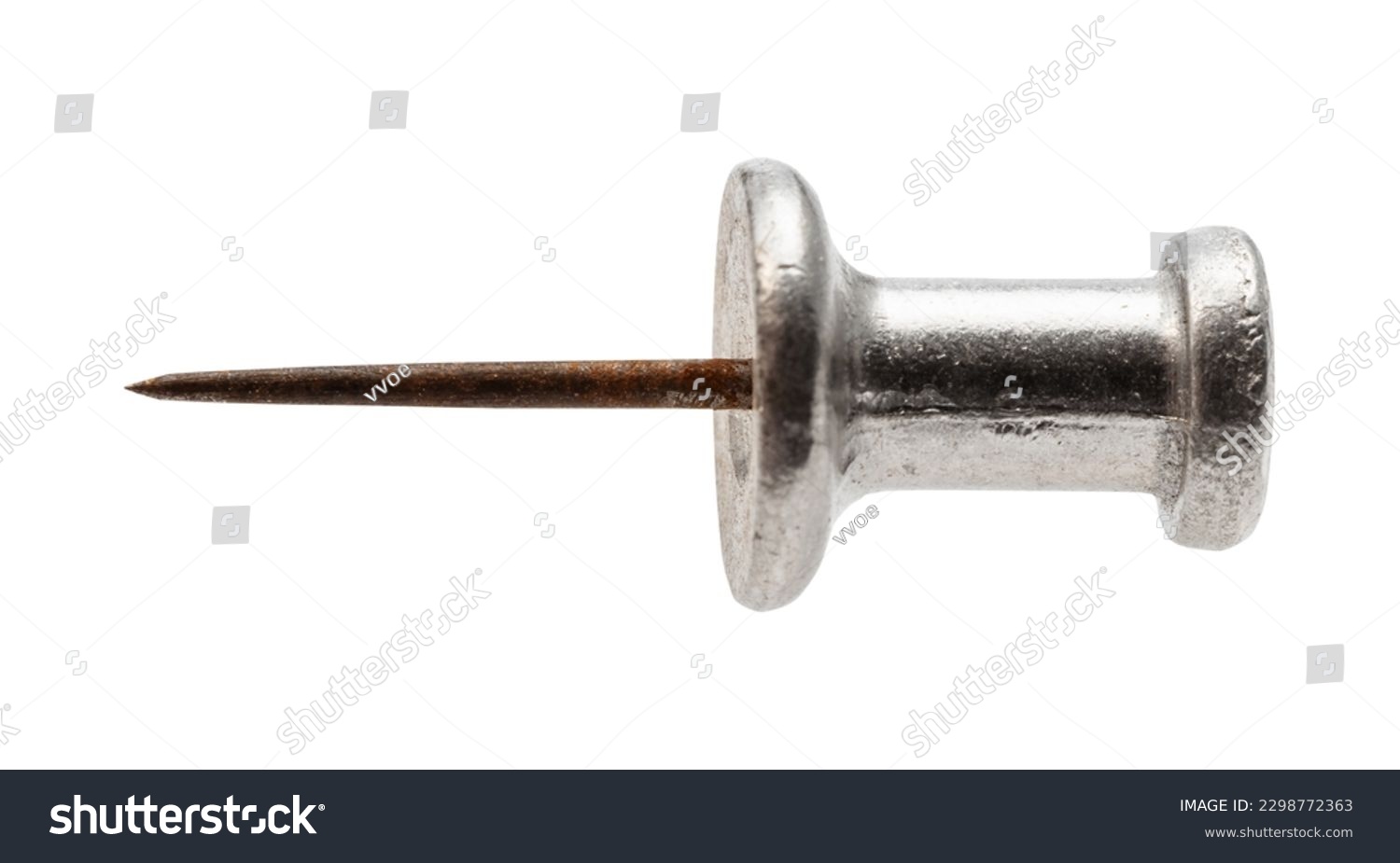 vintage steel push pin isolated on white background #2298772363