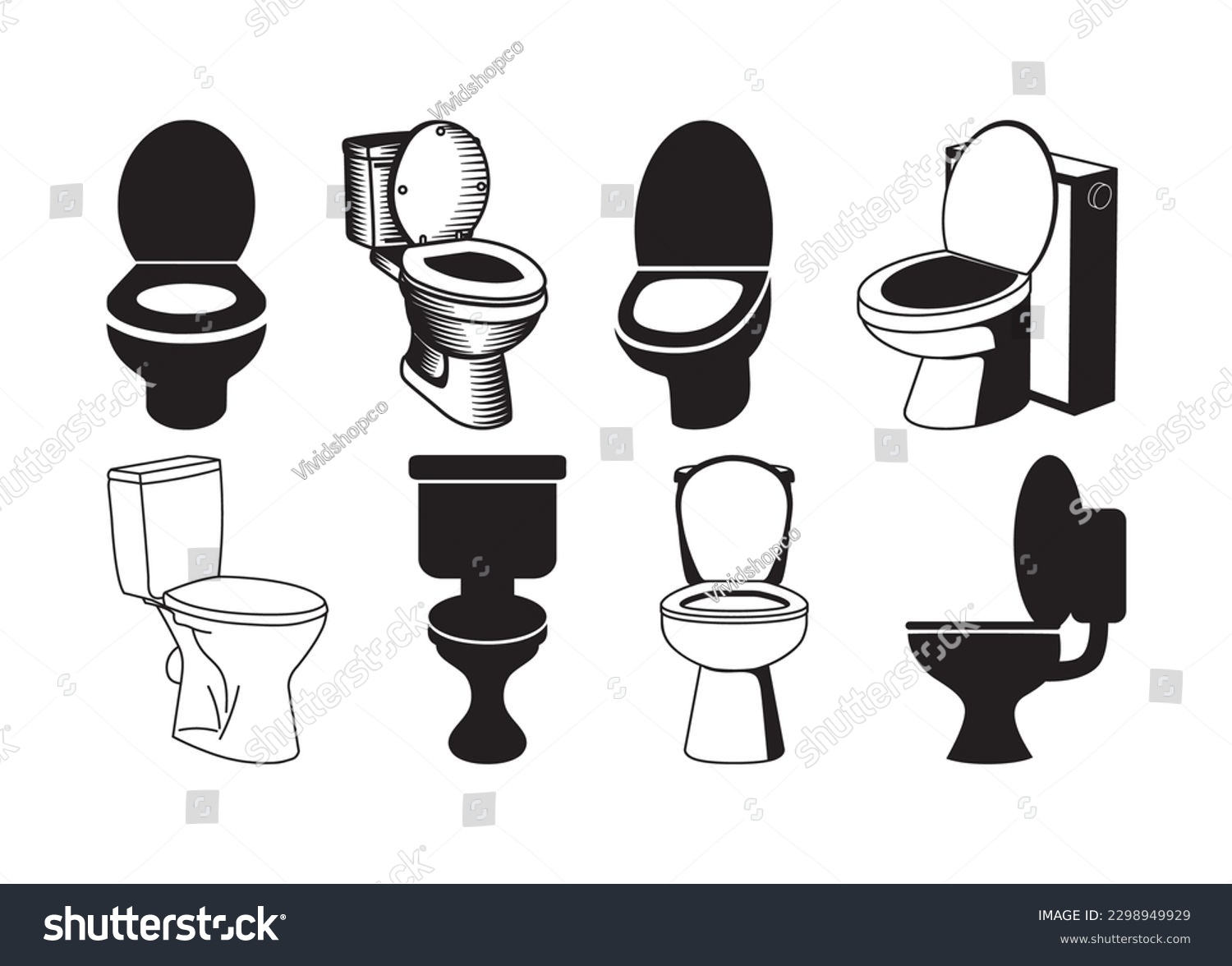 Toilet Bowl vector For Print, Toilet Bowl - Royalty Free Stock Vector 2298949929 - Avopix.com