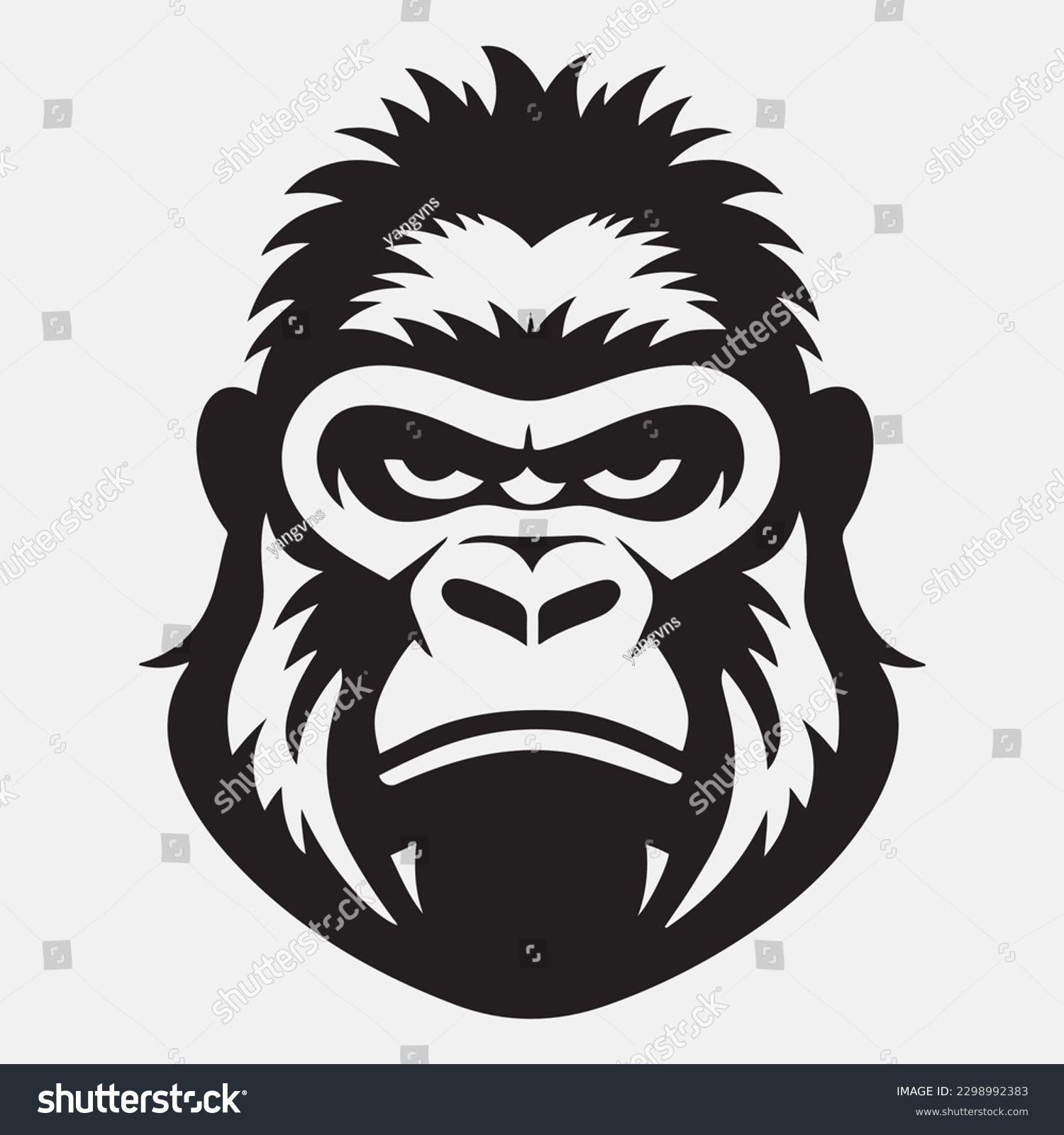 Gorilla Head Vector Illustration. Gorilla - Royalty Free Stock Vector 