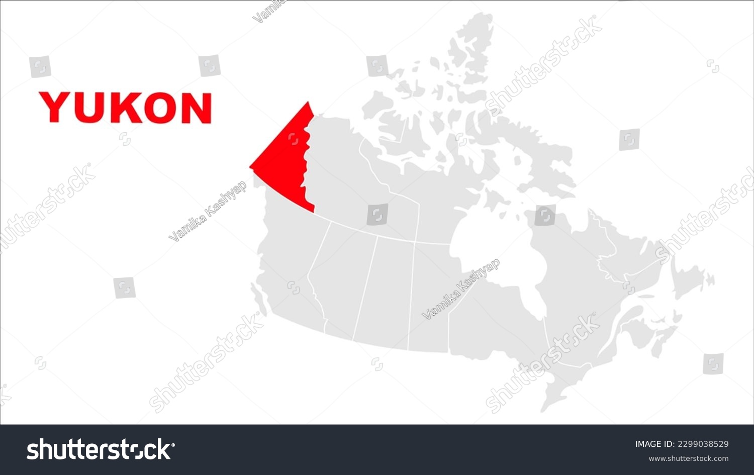 Yukon map, highlighted in Canada 🇨🇦 🍁 map, White - Royalty Free Stock ...