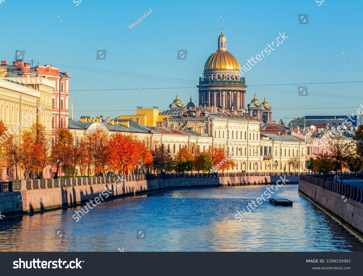 St. Isaac's Cathedral and Moyka river in autumn, Saint Petersburg, Russia #2299230981