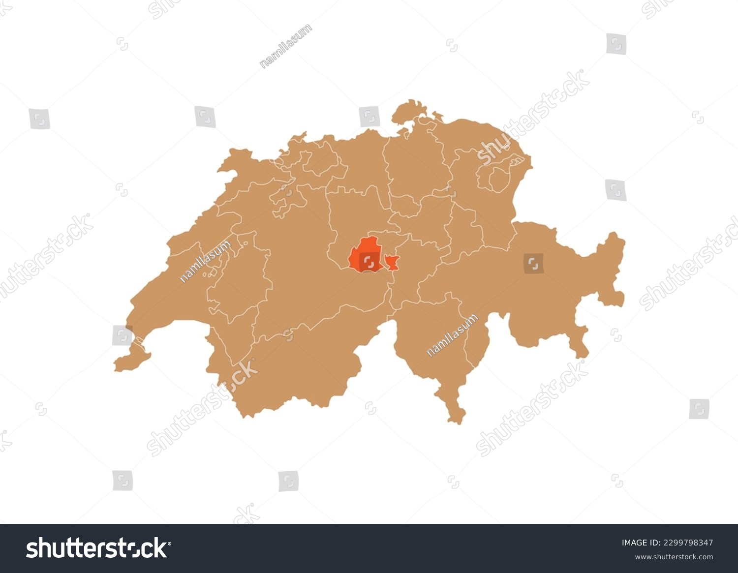 Map of Obwalden on Switzerland map. Map of - Royalty Free Stock Vector ...