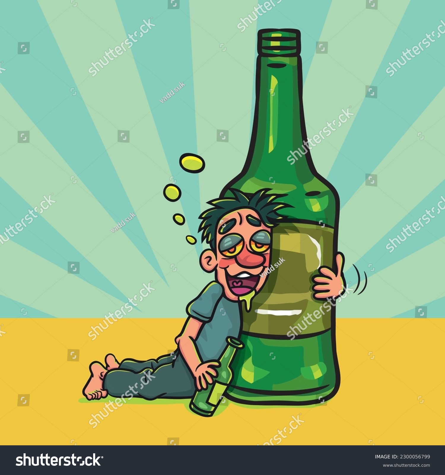 Happy Funny Drunk Man With Big Bottle Liquors. - Royalty Free Stock ...