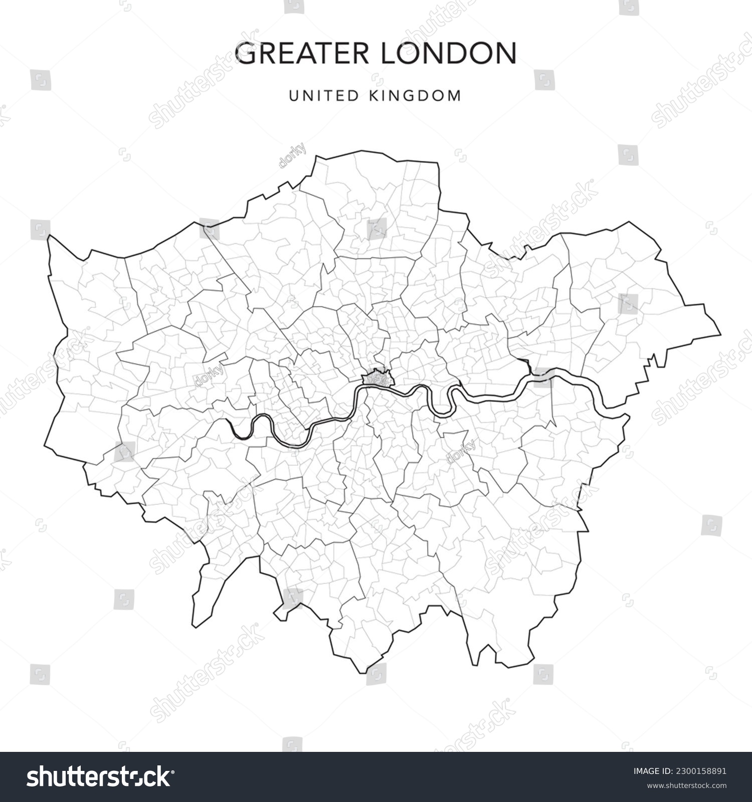 Administrative Map Of The Greater London And The Royalty Free Stock Vector 2300158891 4941