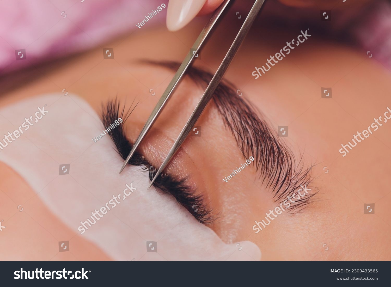 Woman Eye with Long Eyelashes. Eyelash Extension #2300433565