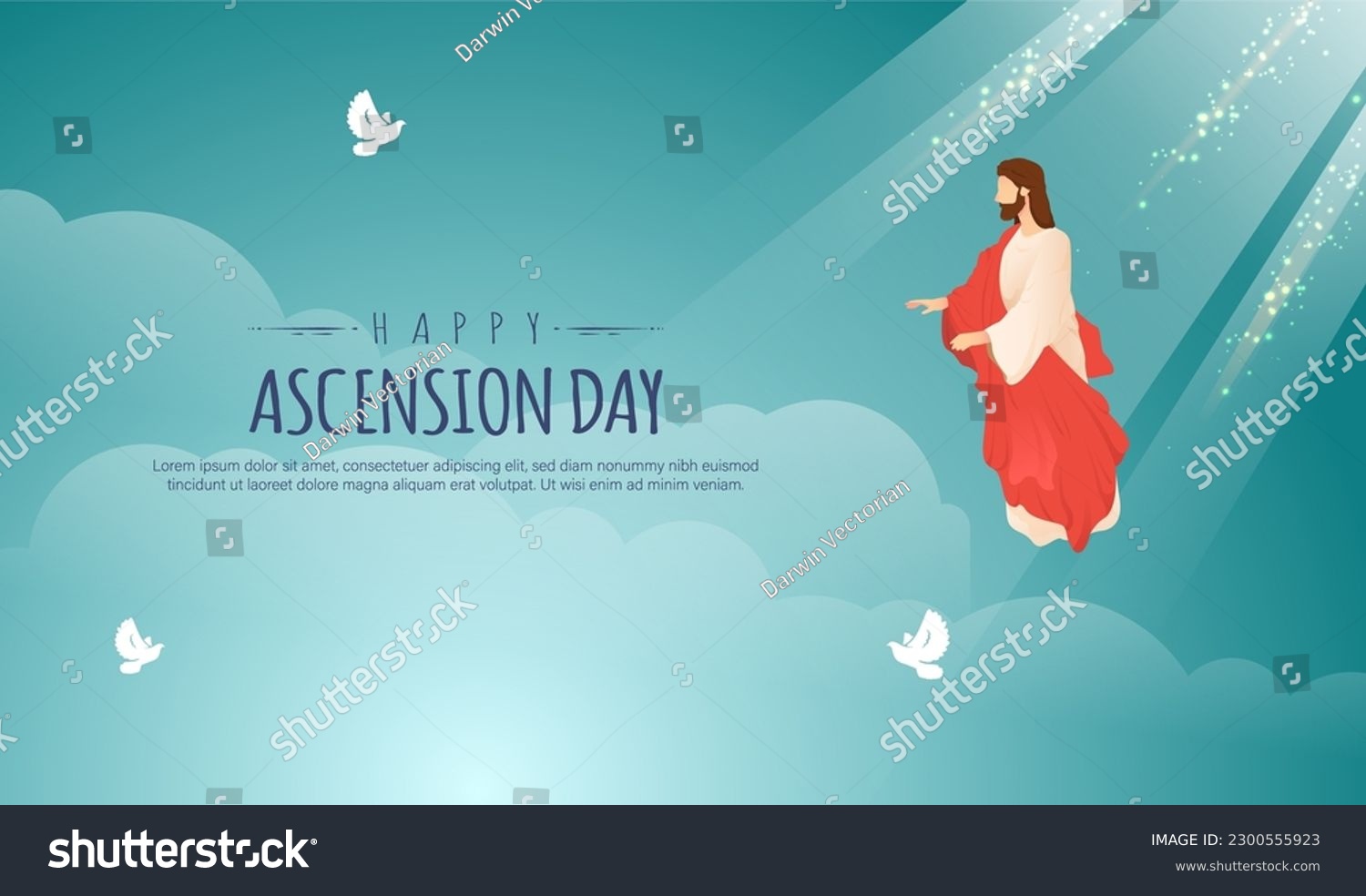 Happy Ascension Day Design With Jesus Christ In Royalty Free Stock