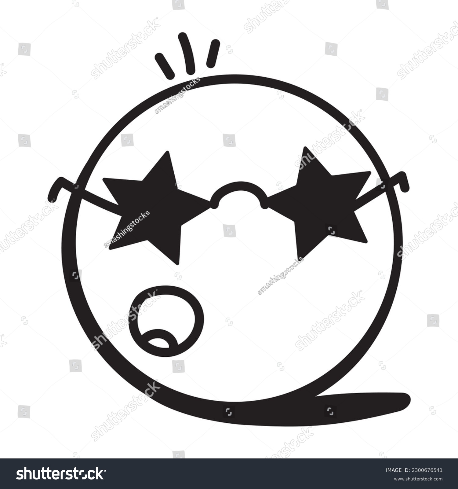 A Starstruck Star Eyes Emoji Doodle Icon Royalty Free Stock Vector