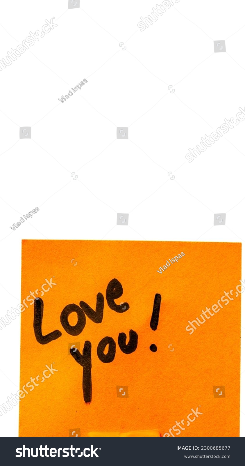Love you handwriting text close up isolated on orange paper with copy space. #2300685677