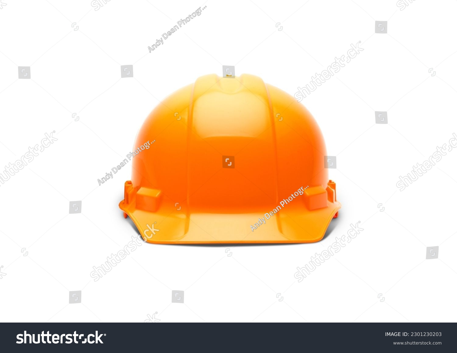 Orange Construction Safety Hard Hat Facing Forward Isolated on White Ready for Your Logo. #2301230203