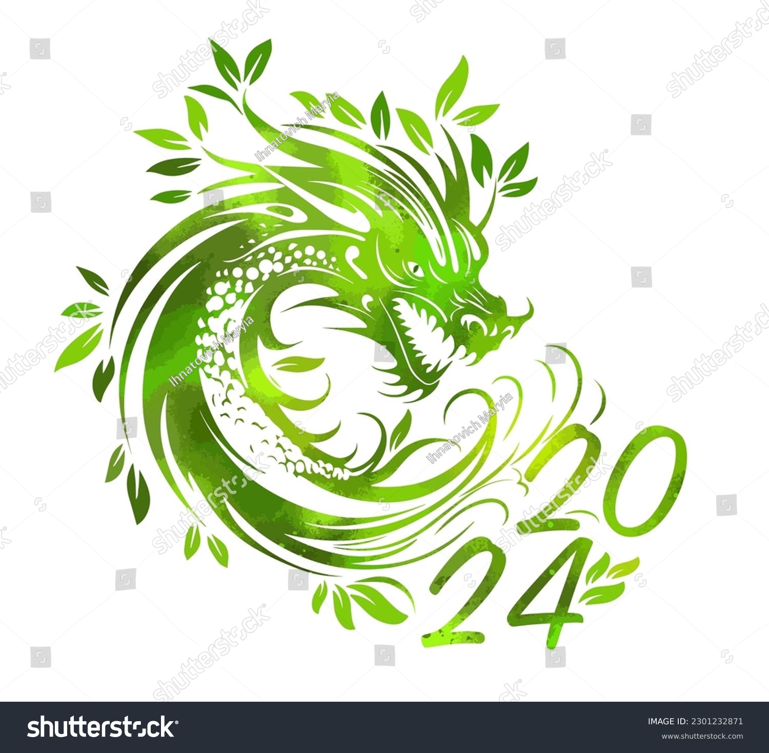 Symbol of Happy Chinese New Year 2024 green - Royalty Free Stock Vector ...