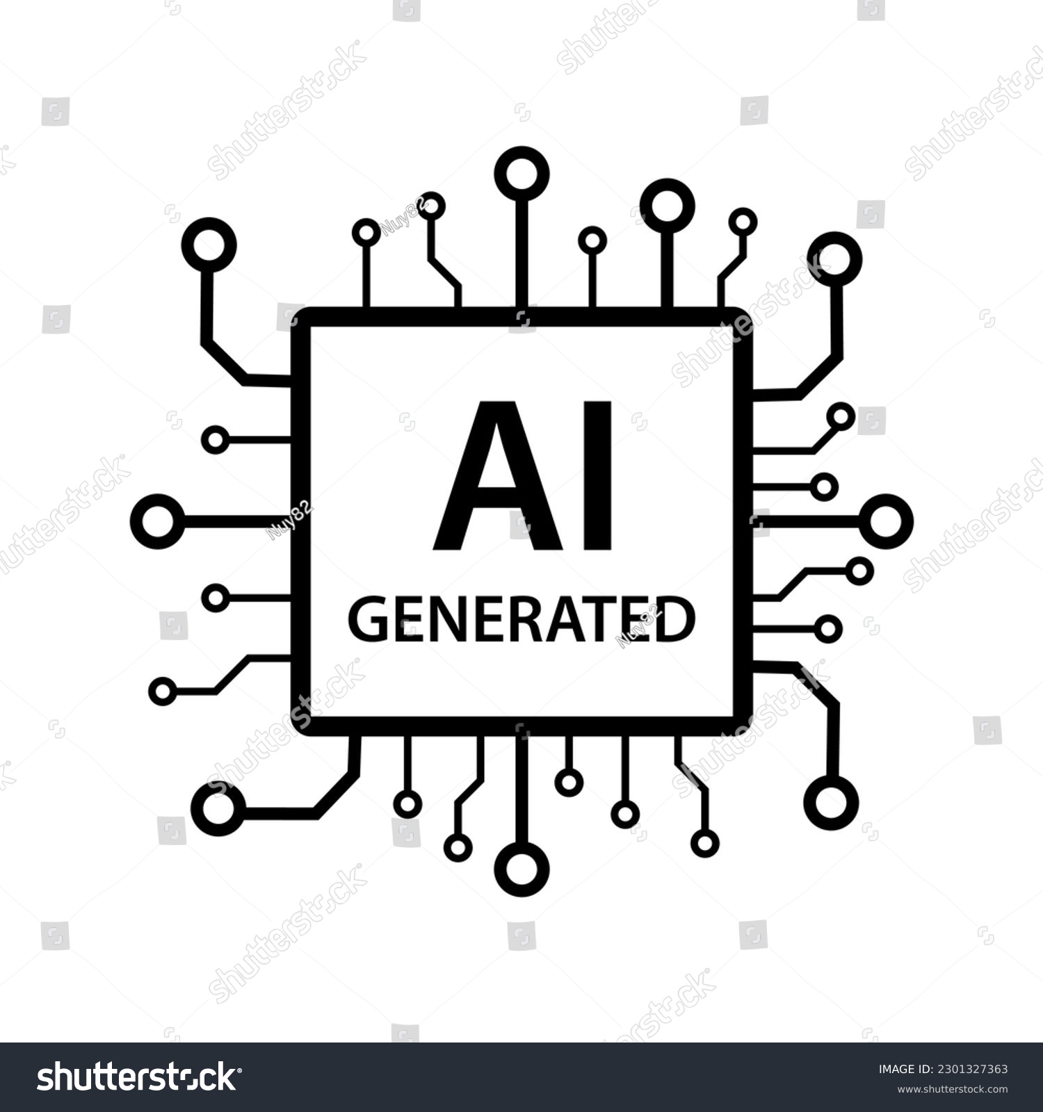 Artificial intelligence generated icon vector AI sign for graphic design, logo, website, social media, mobile app, UI illustration. #2301327363