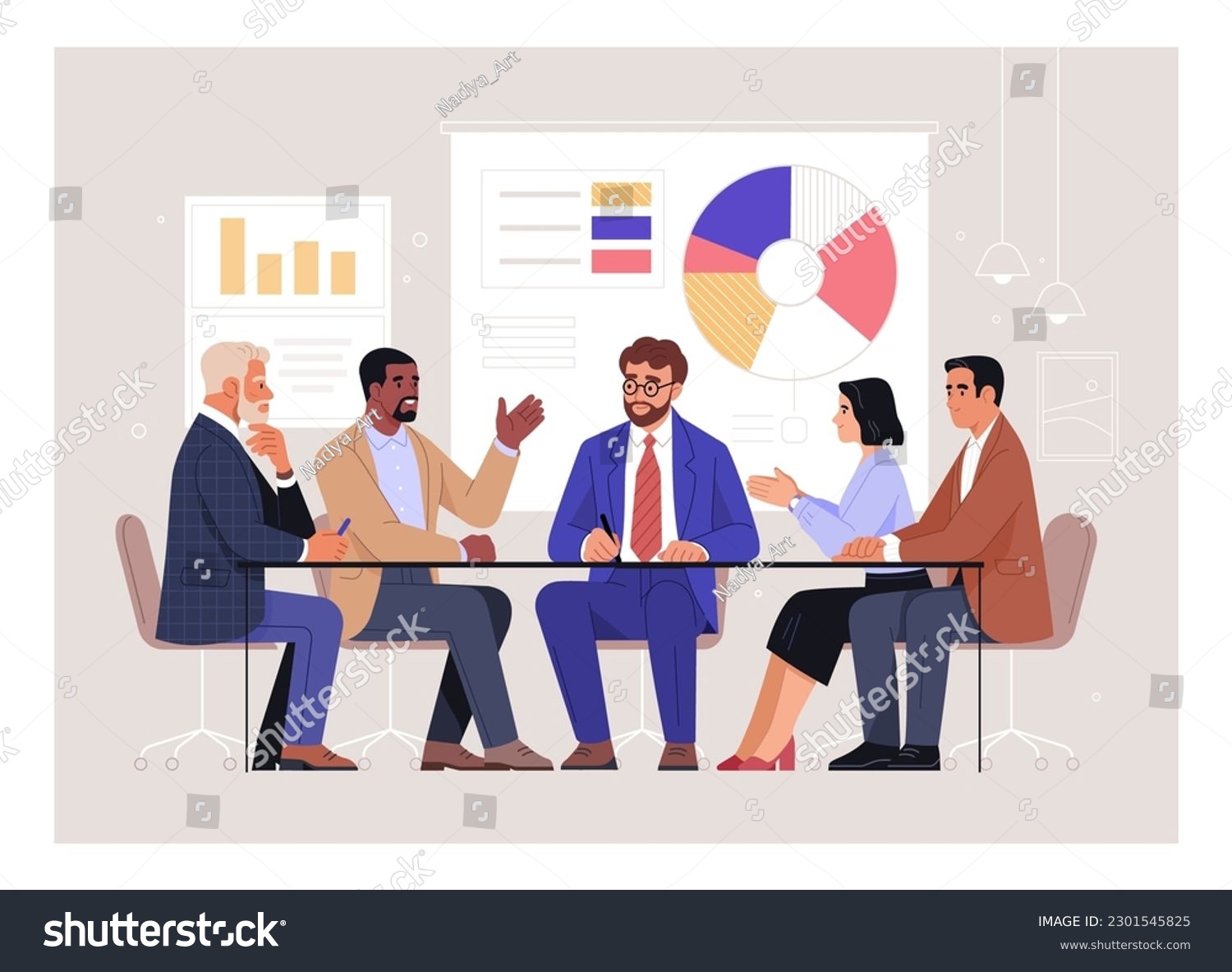 Business Meeting. Vector cartoon illustration in - Royalty Free Stock