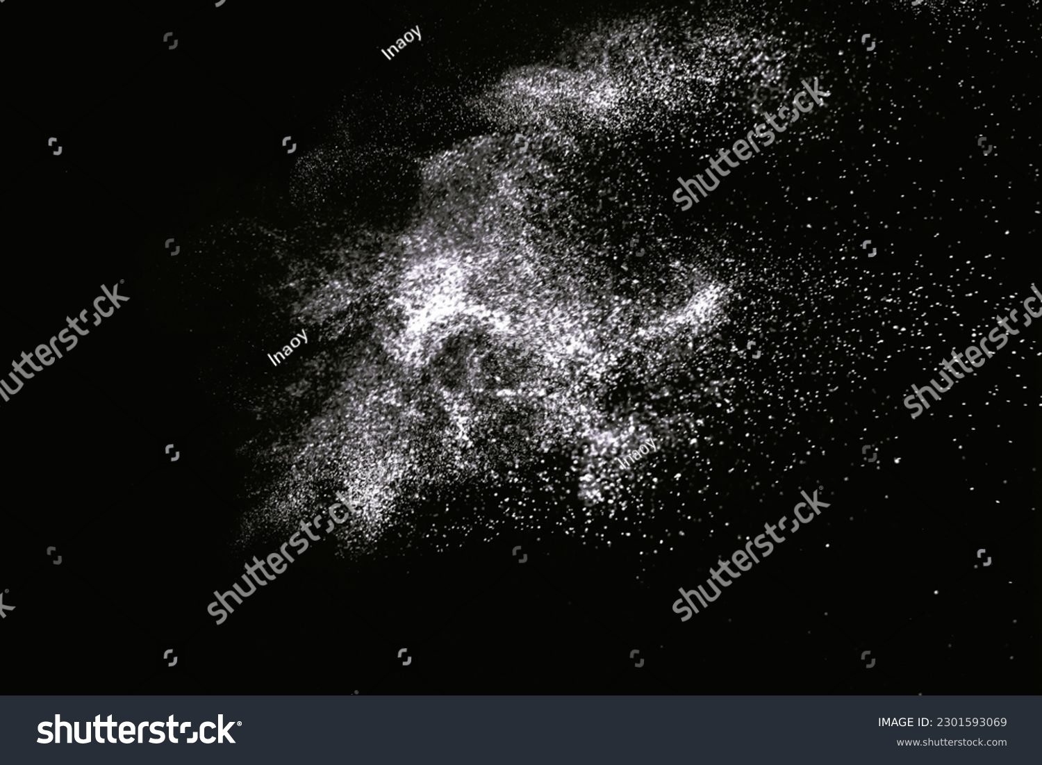 Natural dust particles flow in air on black background #2301593069
